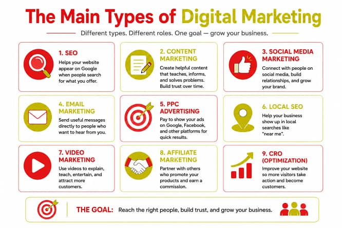 What are the main types of digital marketing What are the main types of digital marketing